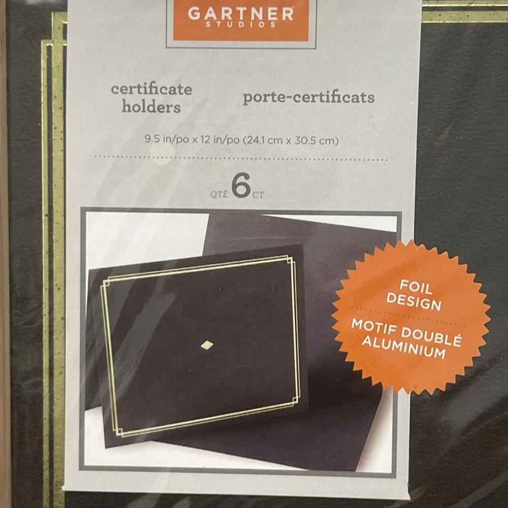 GARTNER STUDIOS Black Cover Gold Foil Diploma Award Certificate Holder NEW 35003